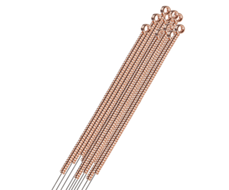 Aguja de acupuntura cosmética de acero siliconada con mango de cobre con  cabeza y sin guía 0,18x7 mm./38x0,28 cun